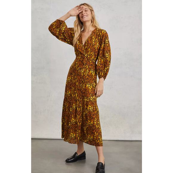 Carolina K Leopard Cheetah Saffron Wrap Maxi Dress - Picture 1 of 8